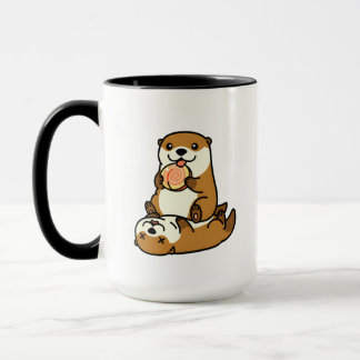Cute Otters with Lollipop Sweet Cartoon Animal Art Mug