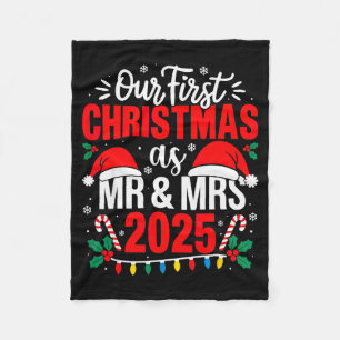 Cute Our First Christmas As Mr & Mrs 2025 Coup Fleece Blanket