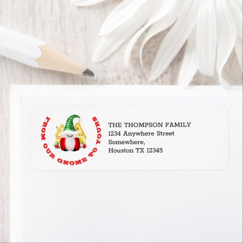 Cute Our Gnome to Yours Christmas Return Address Label