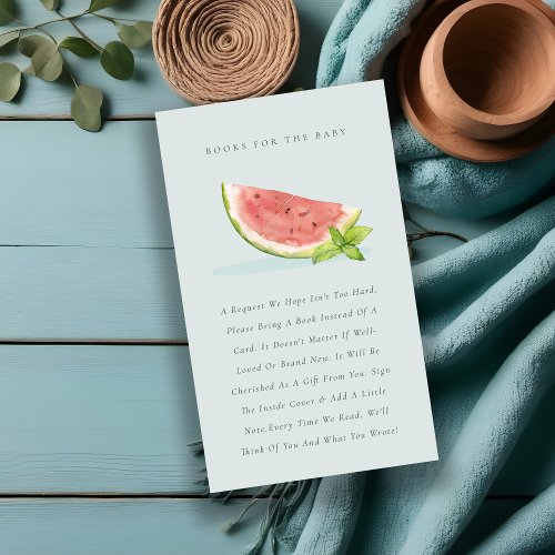 Cute Our Little Blue Melon Books for Baby Shower Enclosure Card