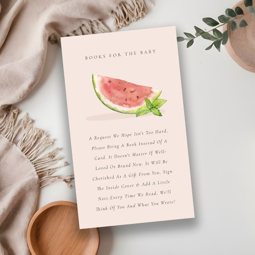 Cute Our Little Blush Melon Books for Baby Shower Enclosure Card