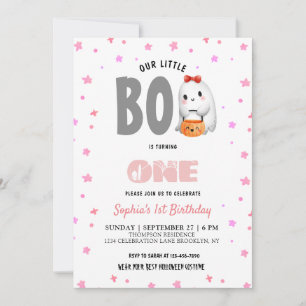 Cute Our Little Boo Pink Birthday Invitation