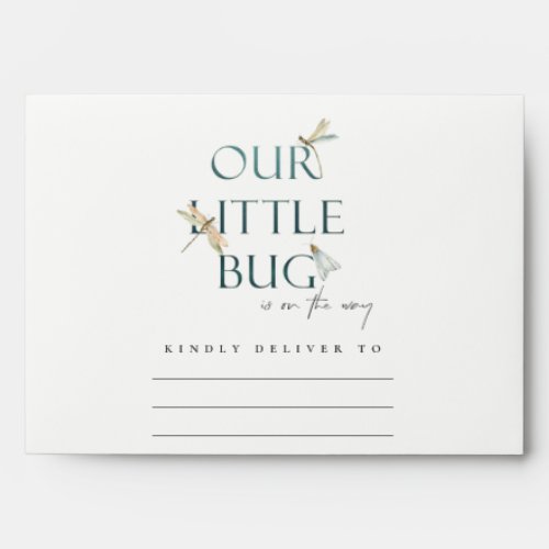 Cute Our Little Bug Blue Dragonfly Baby Shower Envelope