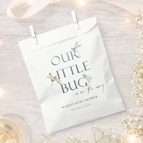 Cute Our Little Bug Blue Dragonfly Baby Shower Favor Bag