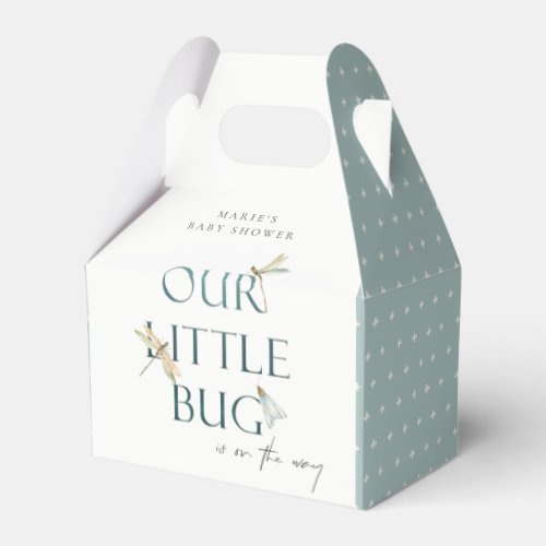 Cute Our Little Bug Blue Dragonfly Baby Shower Favor Boxes