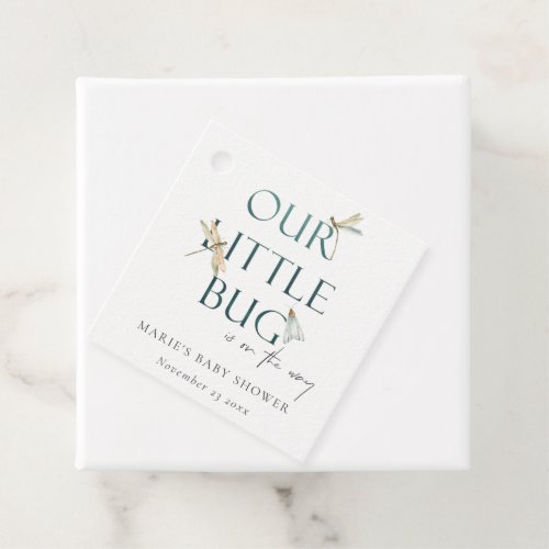 Cute Our Little Bug Blue Dragonfly Baby Shower Favor Tags