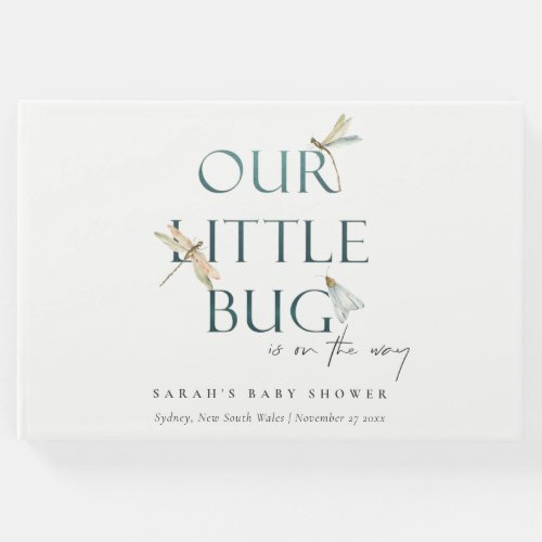 Cute Our Little Bug Blue Dragonfly Baby Shower Guest Book