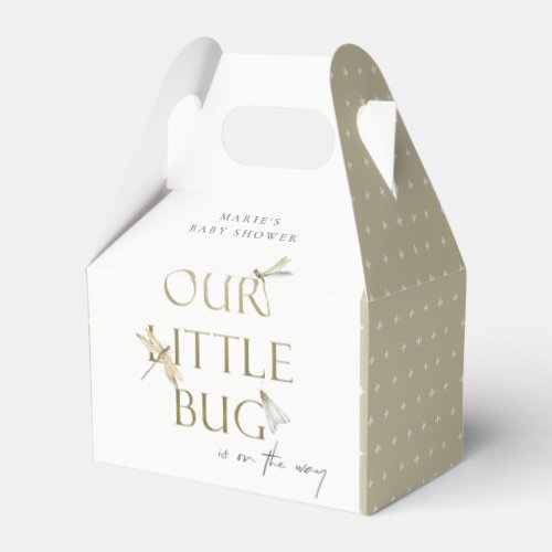 Cute Our Little Bug Gold Dragonfly Baby Shower Favor Boxes