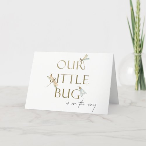 Cute Our Little Bug Gold Dragonfly Baby Shower Thank You Card