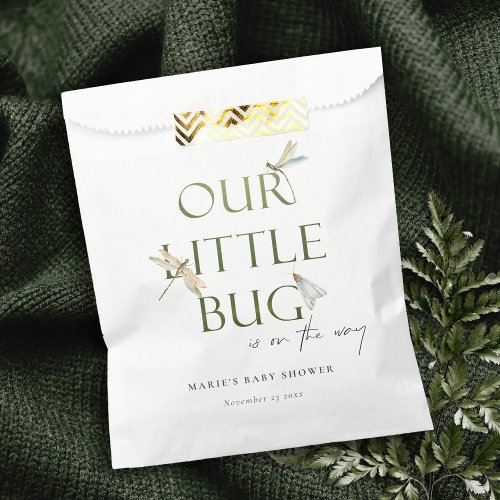Cute Our Little Bug Green Dragonfly Baby Shower Favor Bag