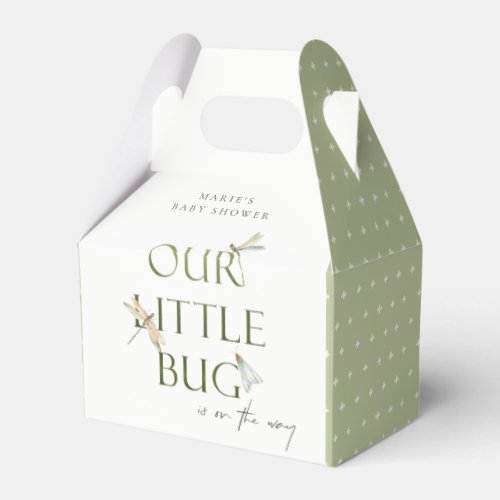 Cute Our Little Bug Green Dragonfly Baby Shower Favor Boxes