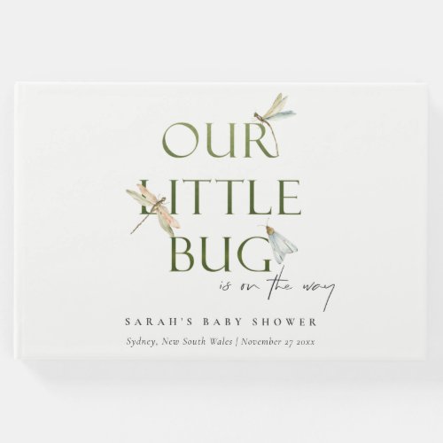 Cute Our Little Bug Green Dragonfly Baby Shower Guest Book