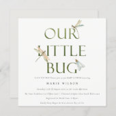 Cute Our Little Bug Green Dragonfly Baby Shower Invitation (Front/Back)