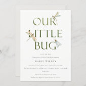 Cute Our Little Bug Green Dragonfly Baby Shower Invitation (Front/Back)