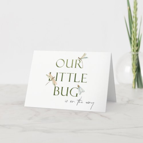 Cute Our Little Bug Green Dragonfly Baby Shower Thank You Card