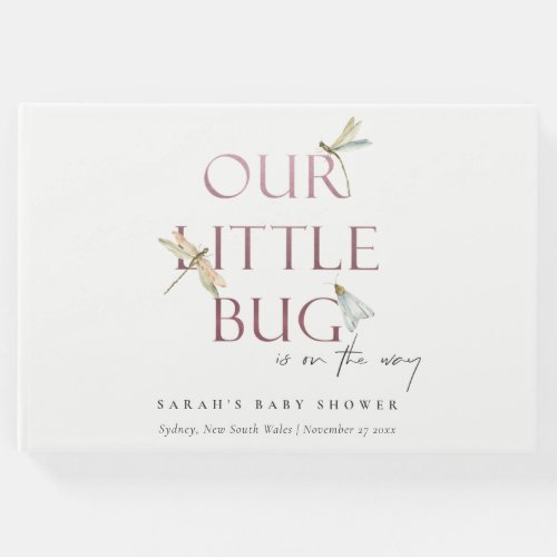 Cute Our Little Bug Pink Dragonfly Baby Shower Guest Book