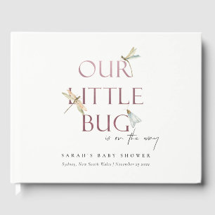 Cute Our Little Bug Pink Dragonfly Baby Shower Guest Book