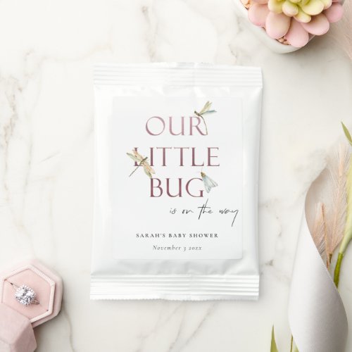 Cute Our Little Bug Pink Dragonfly Baby Shower Margarita Drink Mix