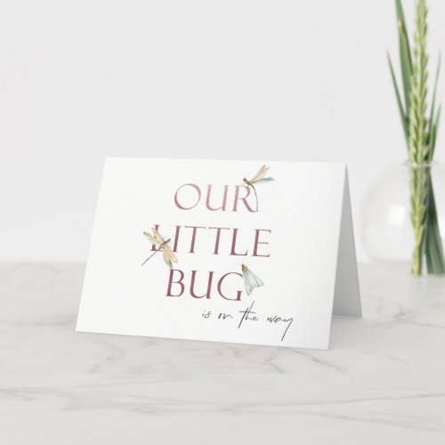 Cute Our Little Bug Pink Dragonfly Baby Shower Thank You Card