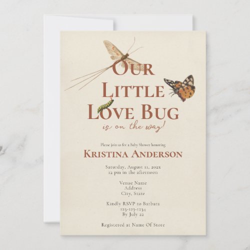 Cute Our Little Love Bug Baby Invitation