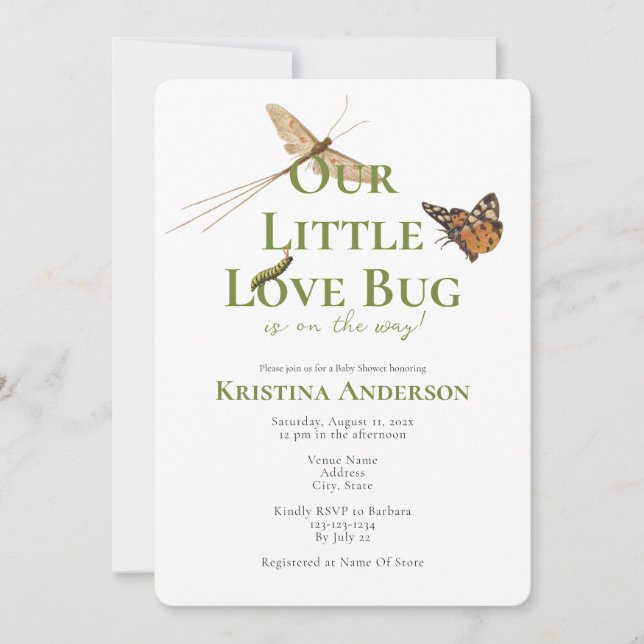 Cute Our Little Love Bug Baby Shower Invitation (Front)