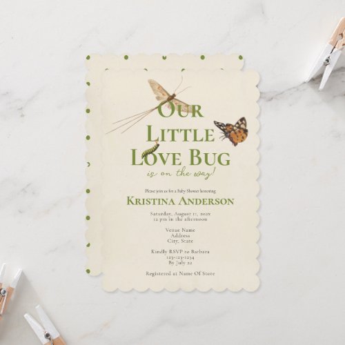 Cute Our Little Love Bug Baby Shower Invitation