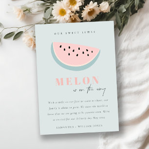 Cute Our Little Melon Aqua Blue Boy Announcement