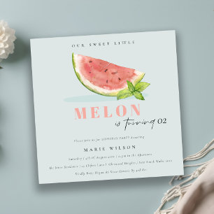 Cute Our Little Melon Blue Any Age Birthday Invitation