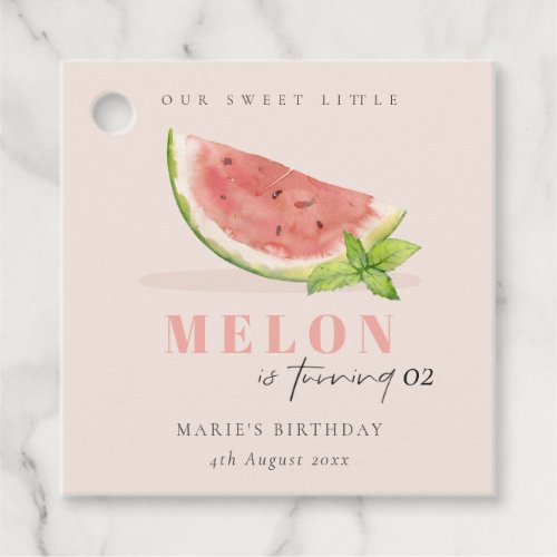 Cute Our Little Melon Blush Any Age Birthday Favor Tags