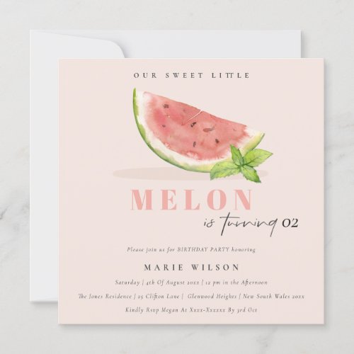 Cute Our Little Melon Blush Any Age Birthday Invitation