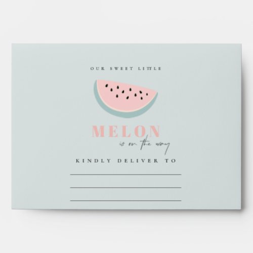 Cute Our Little Melon Pastel Aqua Blue Baby Shower Envelope