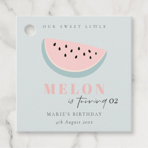 Cute Our Little Melon Pastel Blue Any Age Birthday Favor Tags