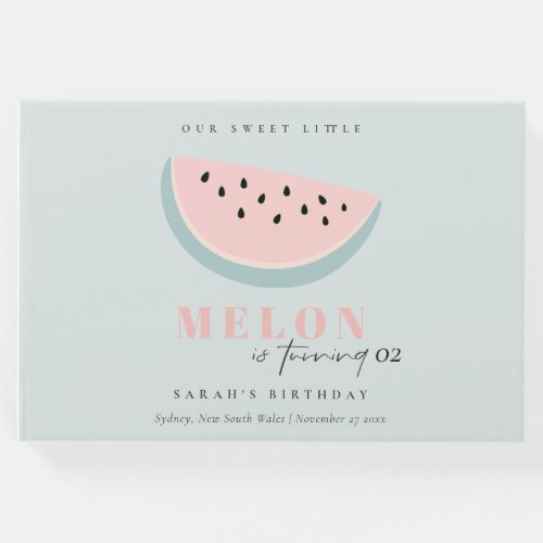 Cute Our Little Melon Pastel Blue Any Age Birthday Guest Book