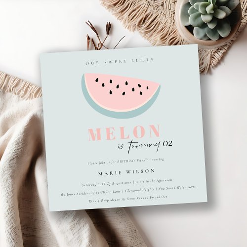 Cute Our Little Melon Pastel Blue Any Age Birthday Invitation