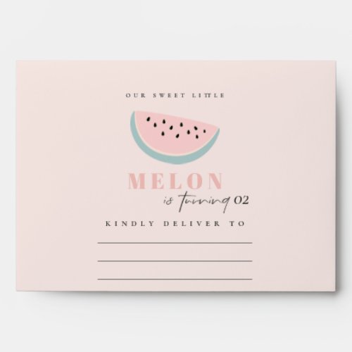 Cute Our Little Melon Pastel Pink Any Age Birthday Envelope
