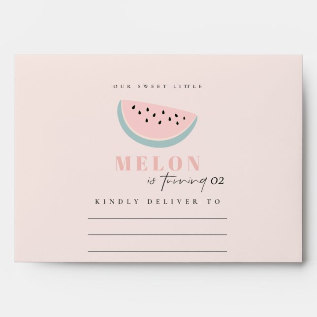 Cute Our Little Melon Pastel Pink Any Age Birthday Envelope (Front)