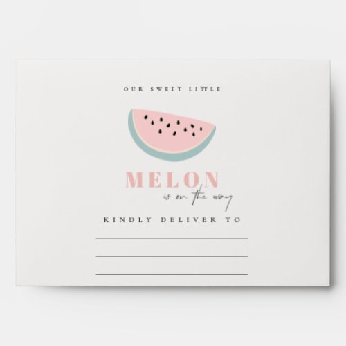 Cute Our Little Melon Pastel Pink Baby Shower Envelope