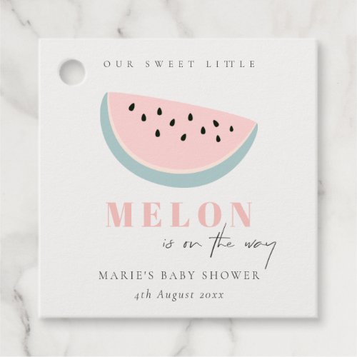 Cute Our Little Melon Pastel Pink Baby Shower Favor Tags
