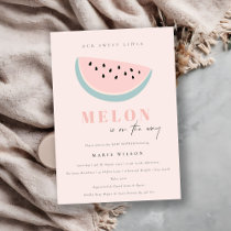 Cute Our Little Melon Pastel Pink Baby Shower Invitation