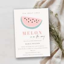 Cute Our Little Melon Pastel Pink Baby Shower Invitation