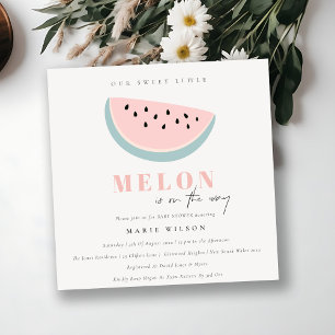 Cute Our Little Melon Pastel Pink Baby Shower Invitation