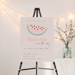 Cute Our Little Melon Pink Baby Shower Welcome Foam Board