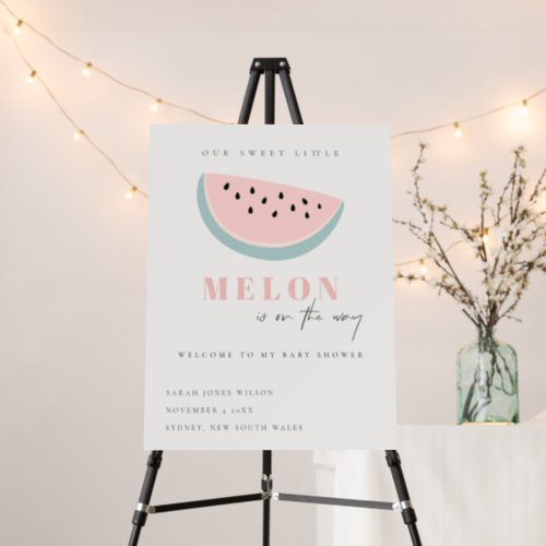 Cute Our Little Melon Pink Baby Shower Welcome Foam Board