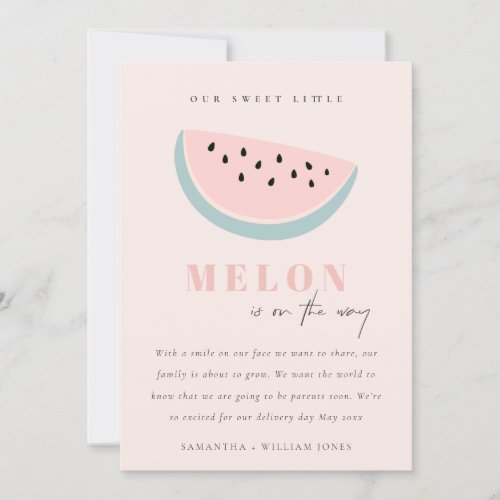 Cute Our Little Melon Pink Blush Girl Announcement