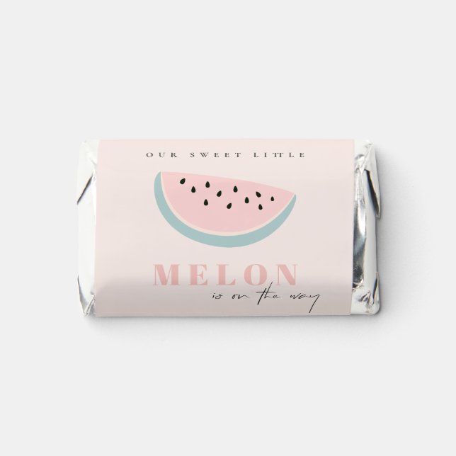 Cute Our Little Melon Pink Pastel Baby Shower Hershey's Miniatures (Front)