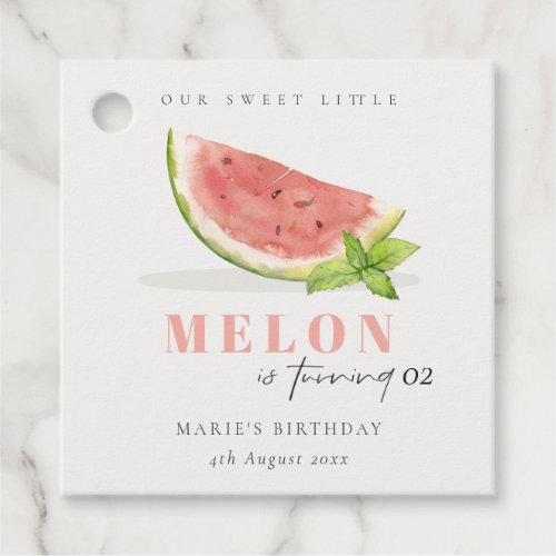 Cute Our Little Melon Red Green Any Age Birthday Favor Tags