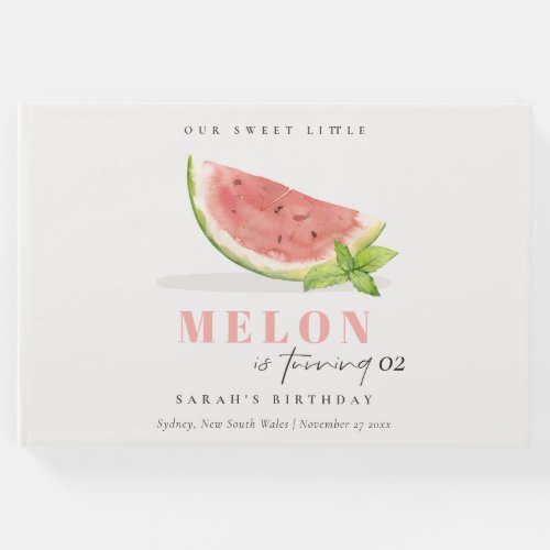 Cute Our Little Melon Red Green Any Age Birthday Guest Book