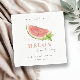 Cute Our Little Melon Red Watercolor Baby Shower Napkins
