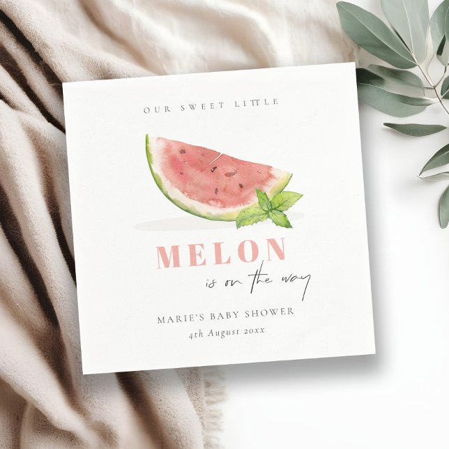 Cute Our Little Melon Red  Watercolor Baby Shower Napkins (Creator Uploaded)
