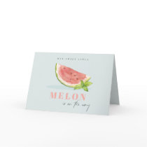 Cute Our Little Melon Watercolor Blue Baby Shower Thank You Card
